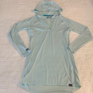 AVID Moisture Wicking UPF 50+ Light Aqua Hooded Fishing Tunic Dress Cover Up